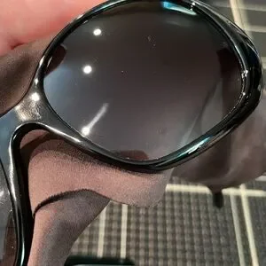 Fendi Silvana Large Round Black Sunglasses FS5213 Teal Enamel Detail with case 66a25b76d399ff603539b411.jpg main image 4